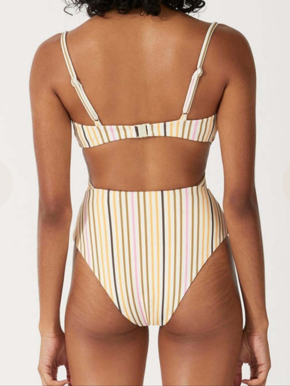 Zulu & Zephyr Mandarin Stripe Wrap Cutout One Piece Swimsuit Ribbed Beach Sz 6 - Picture 4 of 16